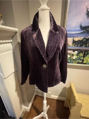 Gorgeous Chico's Deep Purple Velvet Blazer Jacket
